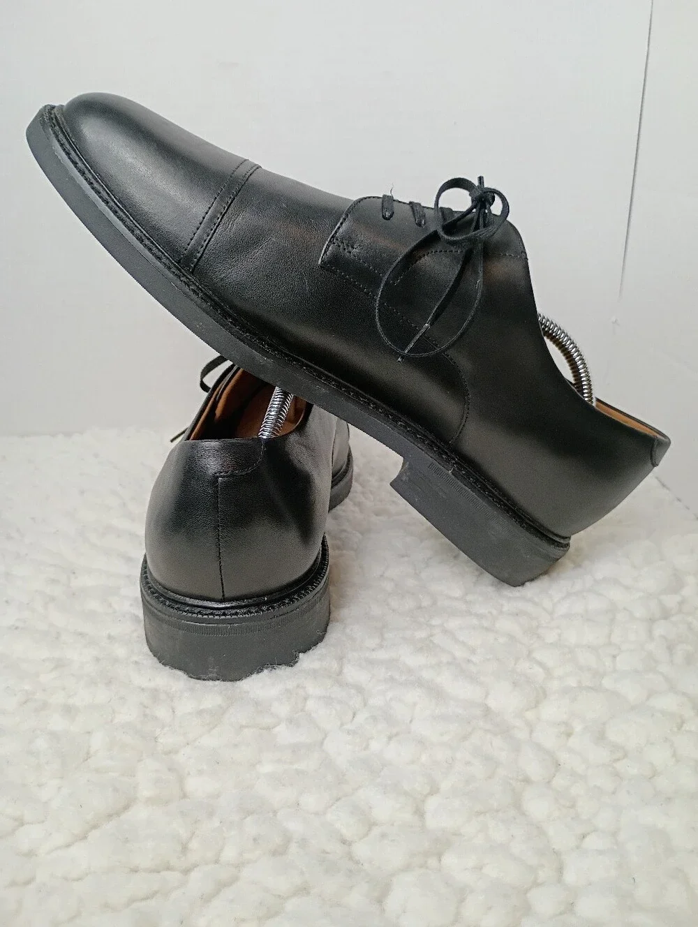 Polo Ralph Lauren Asher Cap Toe Black Leather Derby Shoes Men Size 12